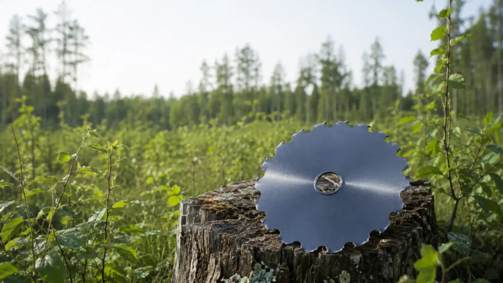Sågblad på mossig trädstubbe